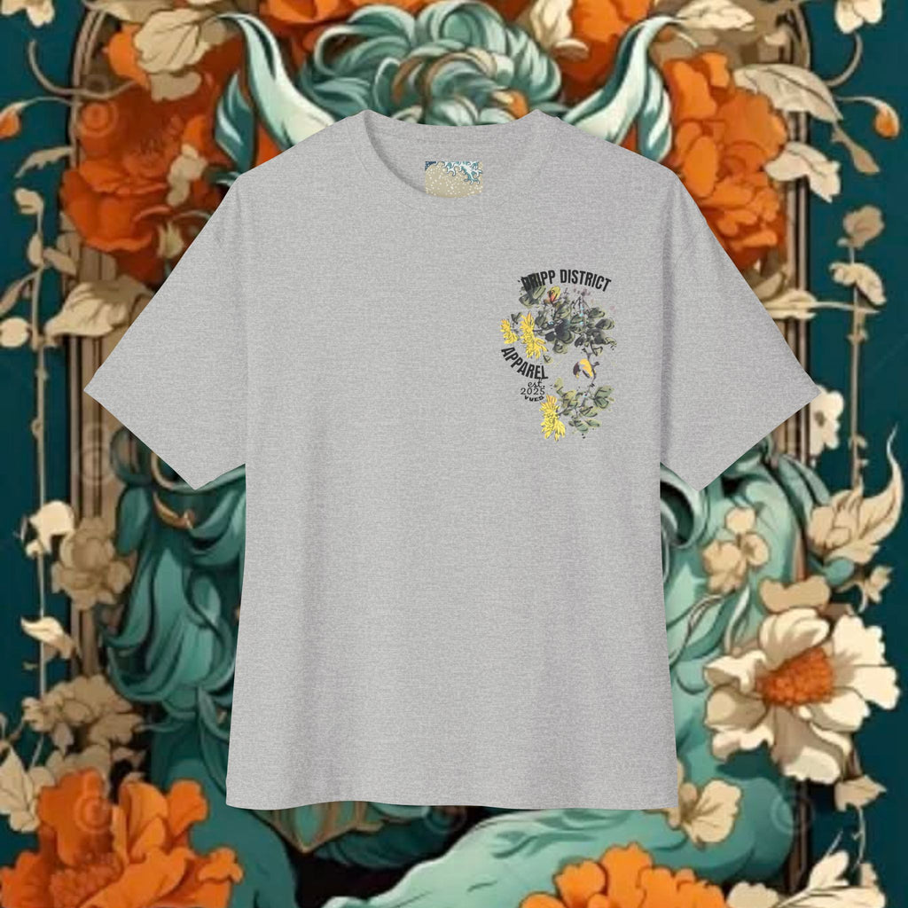 Blue Oni Demon Illustration Tee | Floral Japanese Lion Graphic T-shirt