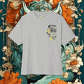 Blue Oni Demon Illustration Tee | Floral Japanese Lion Graphic T-shirt
