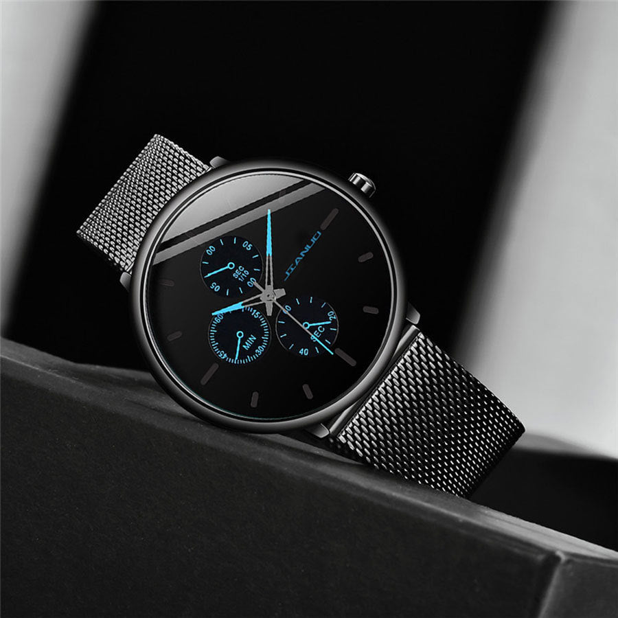 Men's Mesh-band Quartz Casual Business Luminous Watch