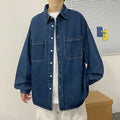 Blue Mens Relaxed Fit Denim Shirt